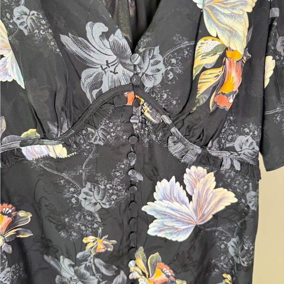All Saints Black Floral Midi Dress - Picture 13 of 15